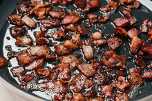 Frying Bacon Pieces