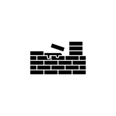 Wall Mural - Brick build, brick wall icon  in solid black flat shape glyph icon, isolated on white background 