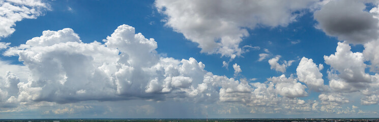 Wall Mural - blue sky background with tiny clouds. panorama white fluffy clouds in the blue sky.beautiful vast bl
