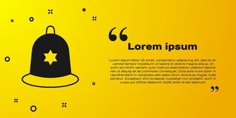 Wall Mural - Black British police helmet icon isolated on yellow background. Vector