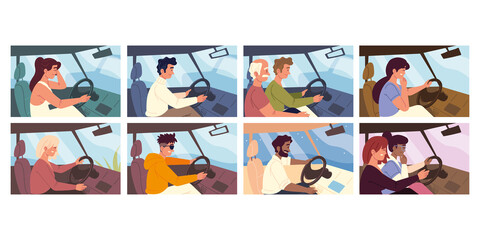 Canvas Print - people driving cars