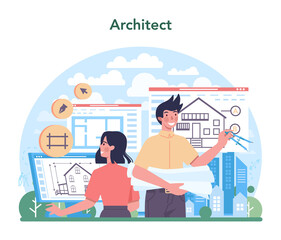 Fototapete - Architect concept. Idea of building project and construction work