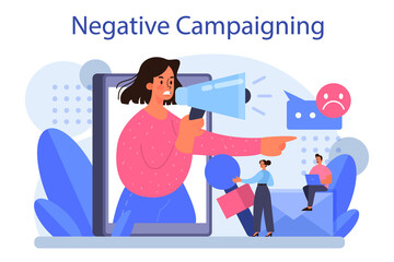 Negative campaigning. Brand negative reputation. Bad customer