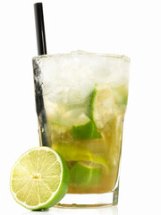 Wall Mural - Caipirinha Cocktail on white Background - Isolated