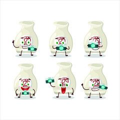 Wall Mural - Photographer profession emoticon with sake drink cartoon character. Vector illustration