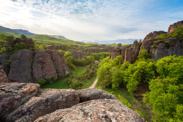 Wall Mural - magnificent morning view of the belogradchik rocks, bulgaria in spring time