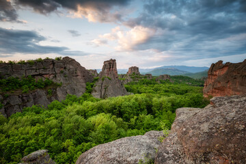 Wall Mural - magnificent morning view of the belogradchik rocks, bulgaria in spring time