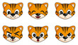 Cheerful cartoon tiger emotion vector illustration.