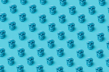 Blue Human Skulls Pattern