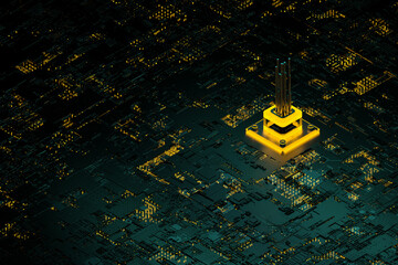 CPU chip isometric view