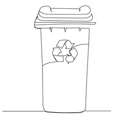 Wall Mural - trash can drawing by one continuous line