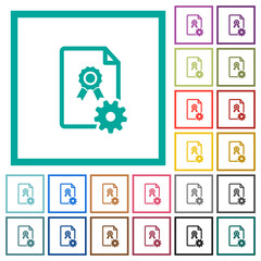 Sticker - Generating certificate flat color icons with quadrant frames