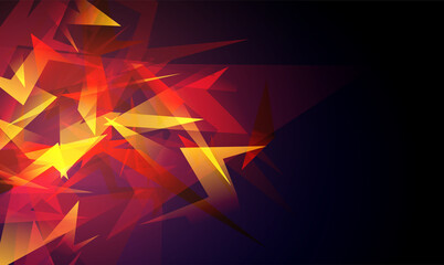 Fototapete - Red abstract shapes explosion. Shards of broken glass. Glowing dynamic background for sport, music or computer gaming.