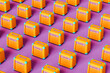 © Giada Canu/Stocksy - Pattern of orange Amplifiers on violet background