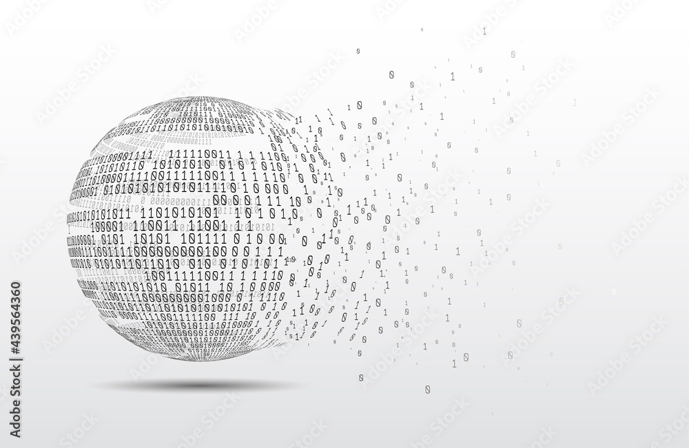 Binary code globe. Technology planet. Big data. Global network ...