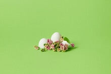 Easter Eggs With Blossoming Flowers