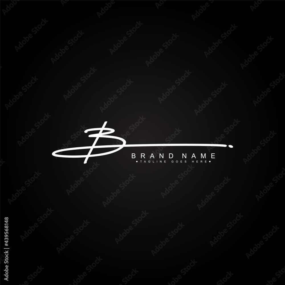 Initial Letter B Logo - Handwritten Signature Logo for Alphabet B Stock ...
