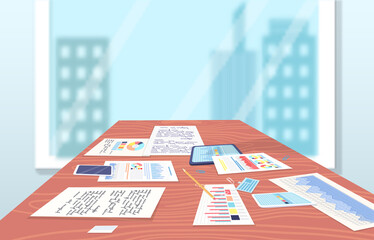 Poster - Visualize with business analytics. Work with statistical data analysis, changing indicators. Analyze statistical indicators, business data. Marketing research for presentation. Data financial report