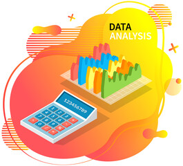 Poster - Visualize with business analytics. Work with statistical data analysis, changing indicators. Analyze statistical indicators, business data. Marketing research for presentation. Data financial report
