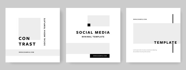 Wall Mural - minimal editable social posts, business layouts for instagram and facebook, grey tones square banners for company marketing, elegance, serious design