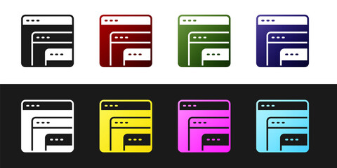 Set Software, web developer programming code icon isolated on black and white background. Javascript computer script random parts of program code. Vector