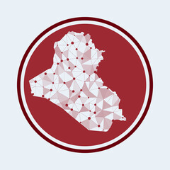 Fototapete - Republic of Iraq icon. Trendy tech logo of the country. Geometric mesh round design. Technology, internet, network, telecommunication concept. Vector illustration.