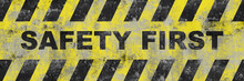 Yellow safety first sign. vector icon	