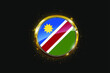 Namibia flag inside a circular golden emblem