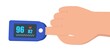 Pulse oximeter on finger. digital device to measure oxygen saturation