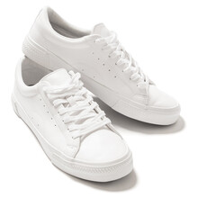 Pair Of White Leather Trainers On White Background