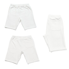 Different Sides Of White Shorts On White Background