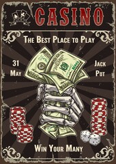 Canvas Print - Gambling vintage colorful poster