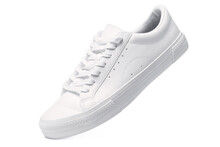 Trainers - White Leather Shoe On White Background