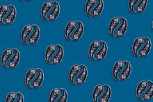 Abstract Floreal Pattern On Blue Background