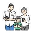 © sasamidaisuki - 子どもにスマートフォンをもたせる家族のイラスト