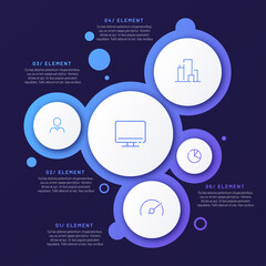 Wall Mural - Abstract vector gradient minimalistic infographic template composed of 5 circles