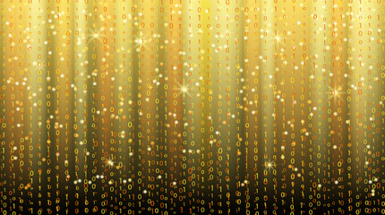 Matrix black and burning gold background. Vector stock illustration for banner