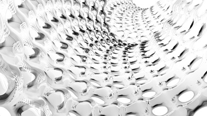 Poster - Monochrome poster, interior and technology. Business data funnel, information swirl 3D illustration