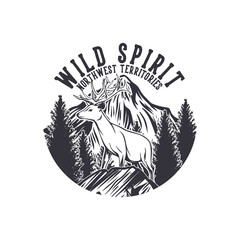 logo design wild spirit northwest territories vintage illustration