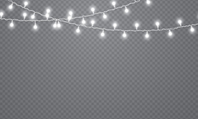 Wall Mural - glowing lights garland christmas, led neon lamp.