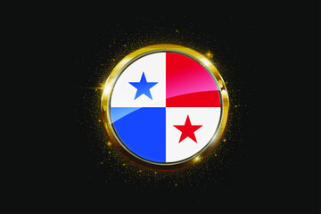 panama flag inside a circular golden emblem