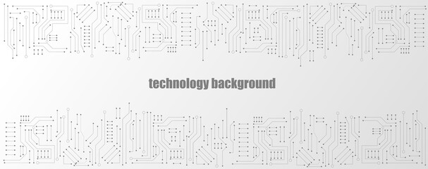 Black and white circuit board electronic or electrical line with copy space, engineering technology concept vector background