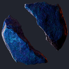 Wall Mural - split iron stone design elements, piece of rocks abstract shape, raw ore design idea 3d rendering
