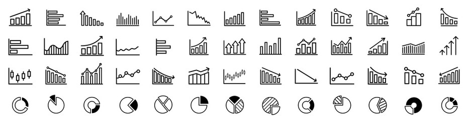 growing bar graph icon set. business graphs and charts icons. statistics and analytics vector icon. 