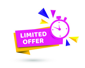 Poster - vector illustration Red Limited Offer Banner With Clock For Promotion. Last Chance Label On Isolated Background.