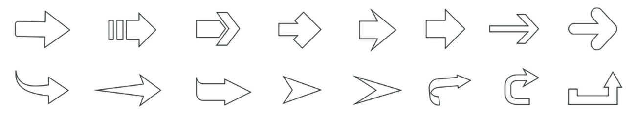 Poster - Vector arrow thin line icon set. Flat design.