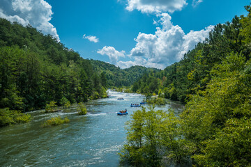 Whitewater rafting on the river