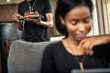 © Sean Locke/Stocksy - Loft: Man About To Surprise Woman With Birthday Cake