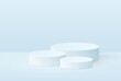 © Siarhei - Podium scene or 3D round pillar stand scene and winner pedestal in studio on vector gray, blue or white minimal background
