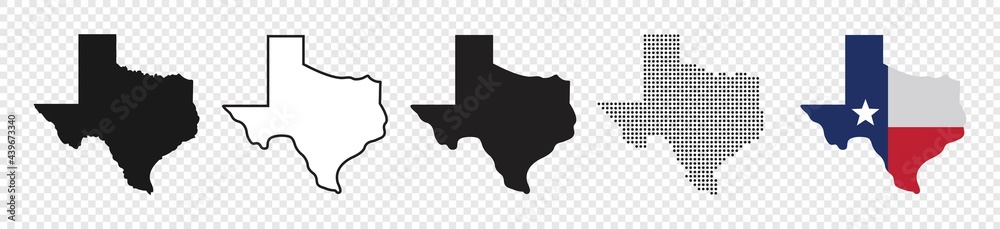 Texas map icon set, Texas map isolated on transparent background, vector illustration - obrazy, fototapety, plakaty 